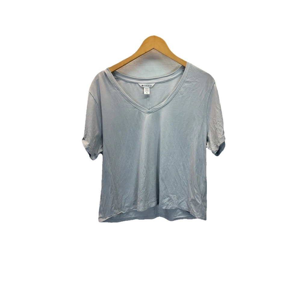 Athleta Women's Size XL Gray Essential V Neck Tee Short Sleeved Gym Casual‎